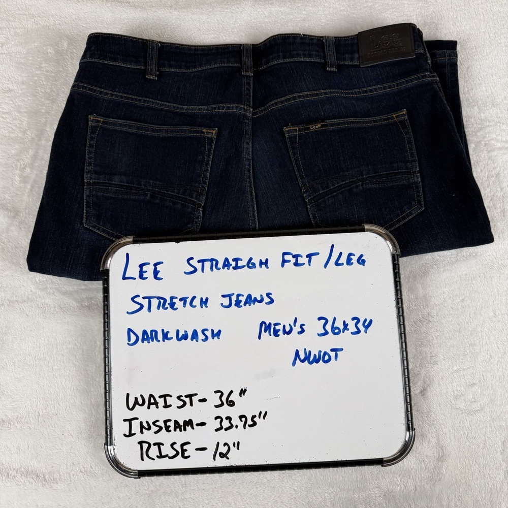 Lee Modern Series Straight Fit Stretch Jeans Dark Wash Blue Men's‎ 36x34 NWOT